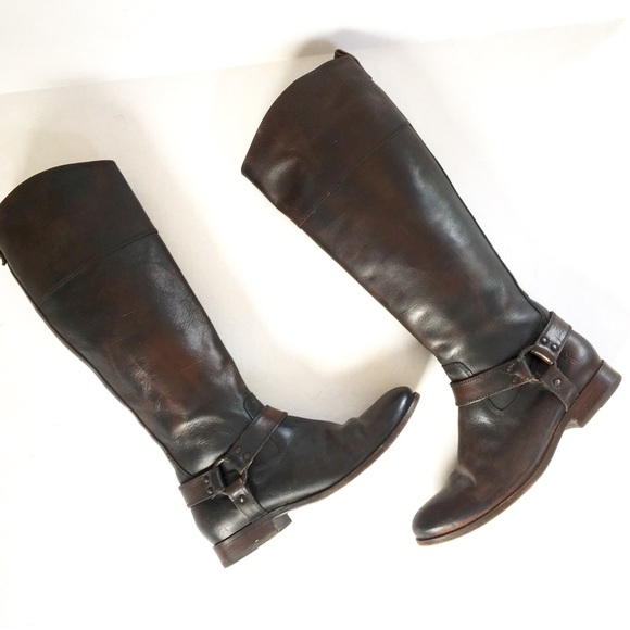 Frye Shoes - Frye Melissa harness side zipper brown boots Sz 9